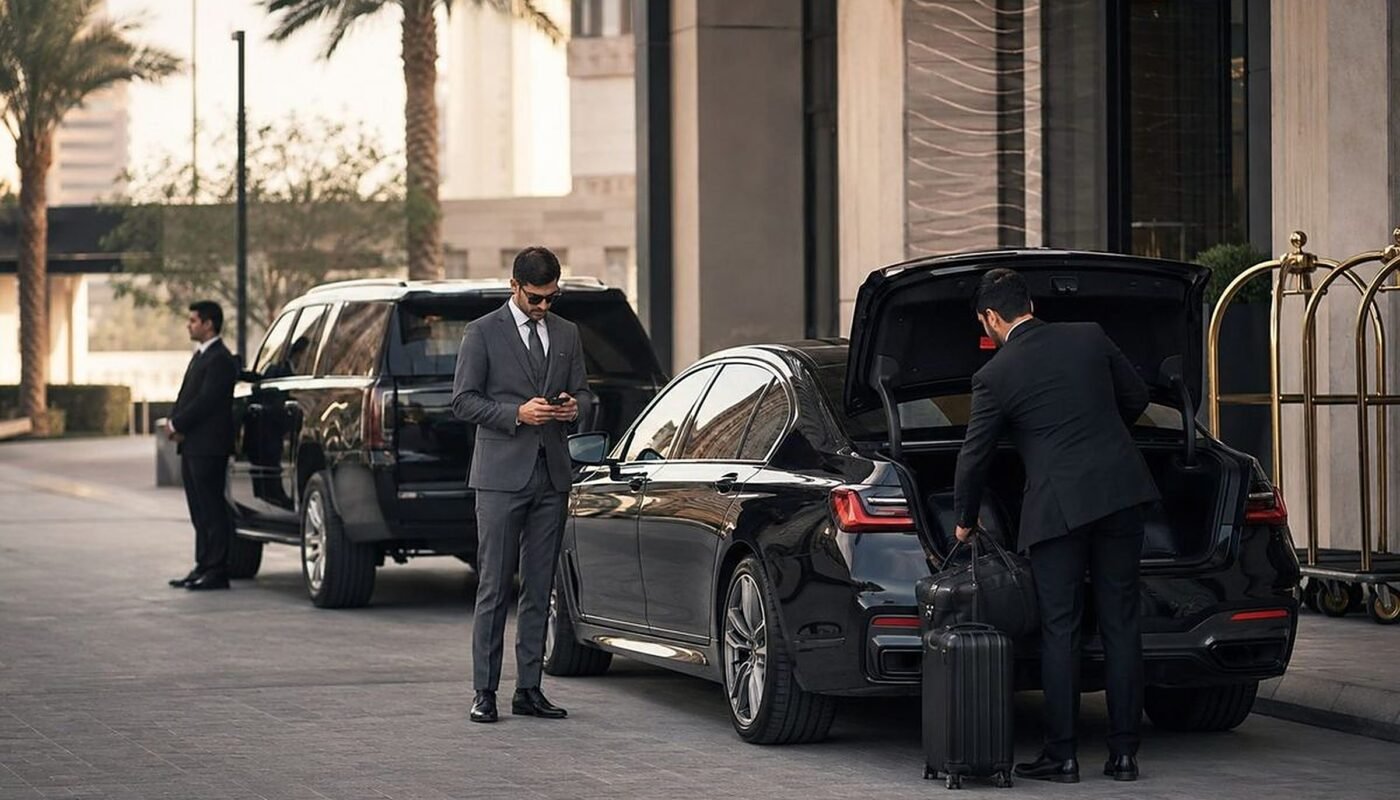 Guests arriving at an event venue