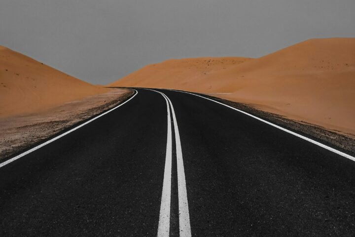 Private car on the highway between cities
